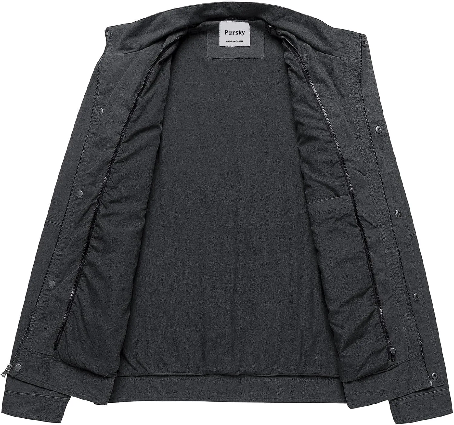Pursky Men's Military Jacket Casual Washed Cotton Hooded Canvas Coat Fall Coat