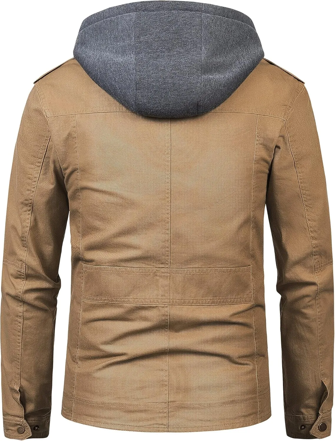 Pursky Men's Military Jacket Casual Washed Cotton Hooded Canvas Coat Fall Coat