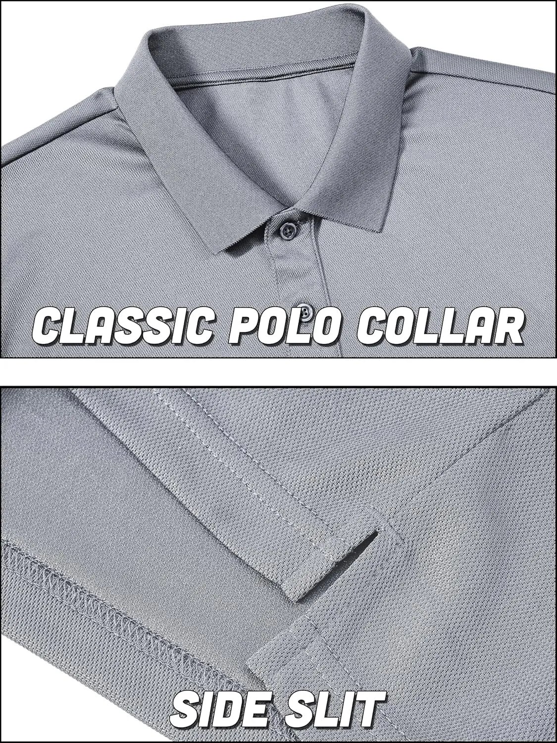 QPNGRP Men's Polo Shirts Short Sleeve with Pocket Quick Dry Performance Golf Shirts Casual Tactical Pique Collared T Shirt