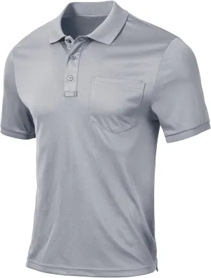 QPNGRP Men's Polo Shirts Short Sleeve with Pocket Quick Dry Performance Golf Shirts Casual Tactical Pique Collared T Shirt
