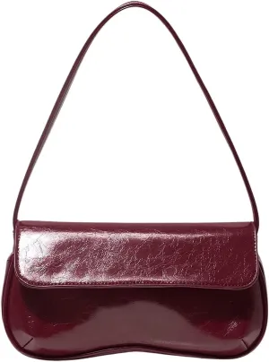 QWINEE Women's Y2K Flap Shoulder Bag PU Leather Handbag Top Handle Square Underarm Bag Hobo Vintage Clutch Purse
