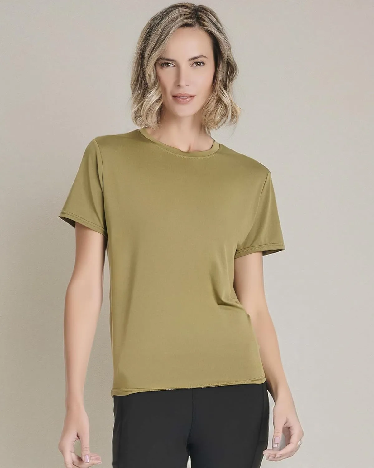Real Essentials 5 Pack: Women's Short Sleeve Open Back Tie Back Dry-Fit T-Shirt Yoga Gym Workout Top