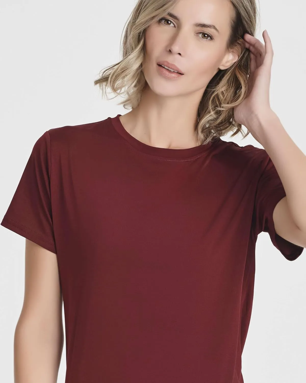 Real Essentials 5 Pack: Women's Short Sleeve Open Back Tie Back Dry-Fit T-Shirt Yoga Gym Workout Top