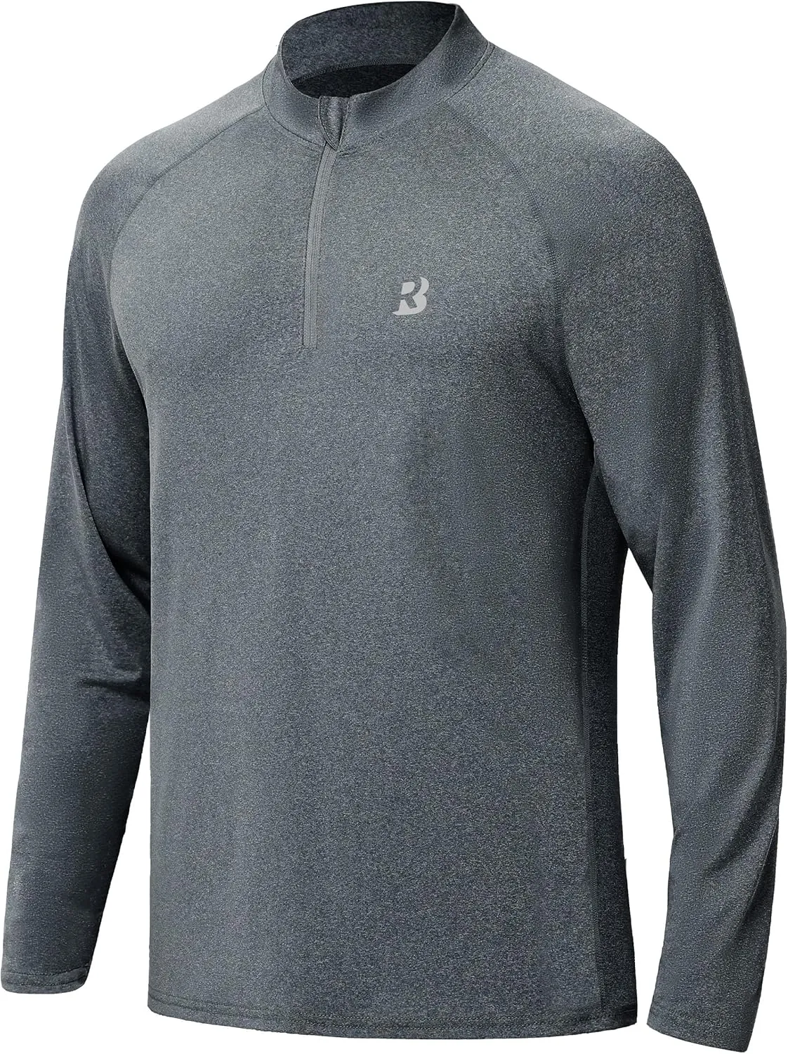 Roadbox Quarter Zip Pullover Men Sun Shirts, Running Workout Long Sleeve UV Shirt, UPF 50  Quick Dry Athletic Rash Guard
