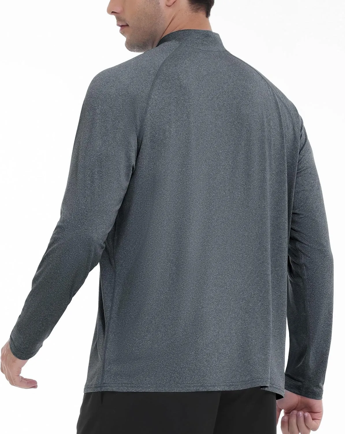 Roadbox Quarter Zip Pullover Men Sun Shirts, Running Workout Long Sleeve UV Shirt, UPF 50  Quick Dry Athletic Rash Guard