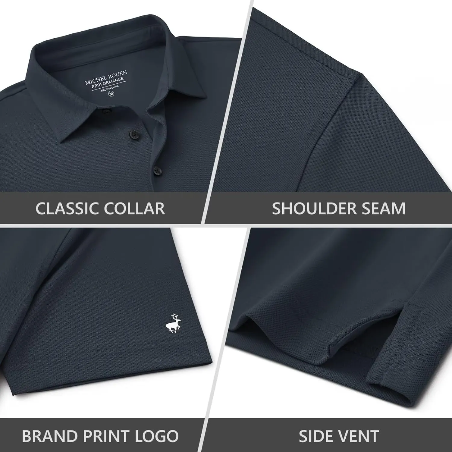 Rouen Golf Shirts for Men Dry Fit Performance Short Sleeve Moisture Wicking Plain Pique Casual Sports Mens Polo Shirts