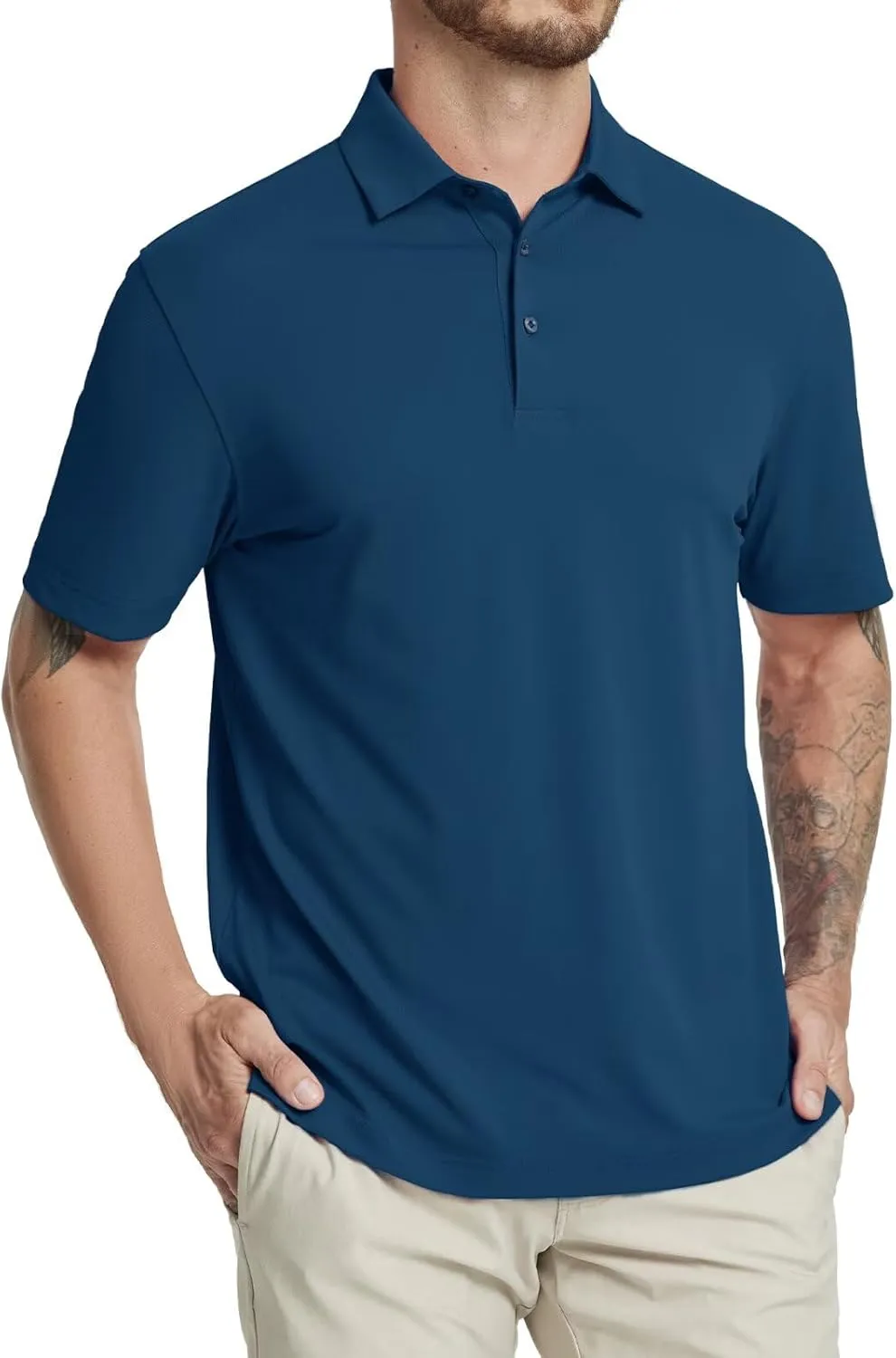 Rouen Golf Shirts for Men Dry Fit Performance Short Sleeve Moisture Wicking Plain Pique Casual Sports Mens Polo Shirts
