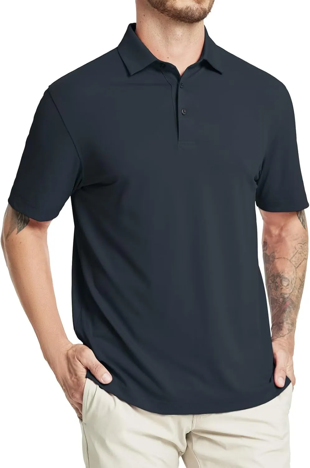 Rouen Golf Shirts for Men Dry Fit Performance Short Sleeve Moisture Wicking Plain Pique Casual Sports Mens Polo Shirts