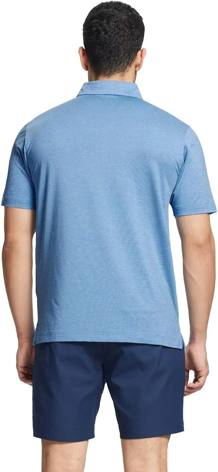 Rouen Mens Golf Shirts Short Sleeve Quick Dry Breathable Active Heather Jacquard Regular Fit Casual Polo Shirts for Men