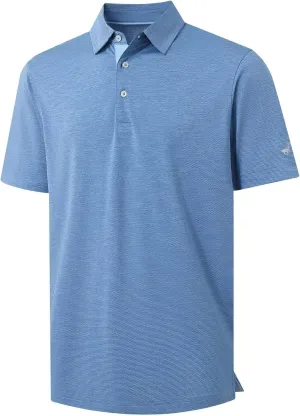 Rouen Mens Golf Shirts Short Sleeve Quick Dry Breathable Active Heather Jacquard Regular Fit Casual Polo Shirts for Men