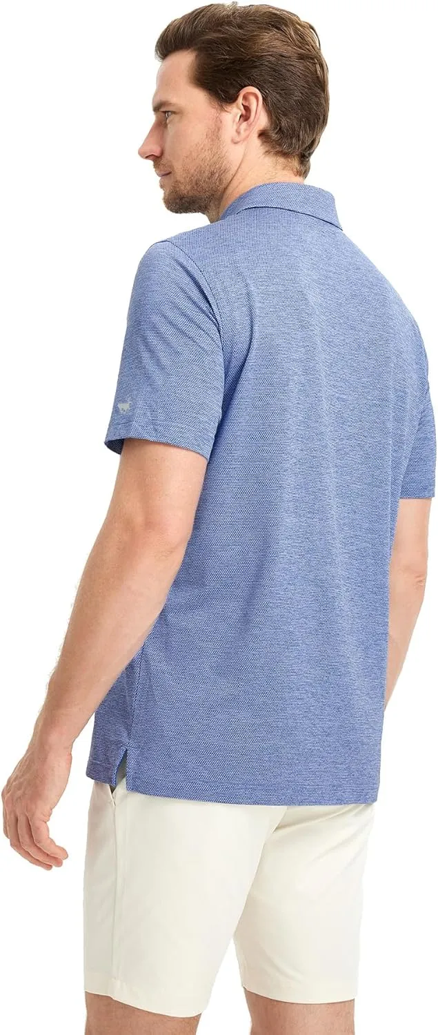 Rouen Mens Golf Shirts Short Sleeve Quick Dry Breathable Active Heather Jacquard Regular Fit Casual Polo Shirts for Men