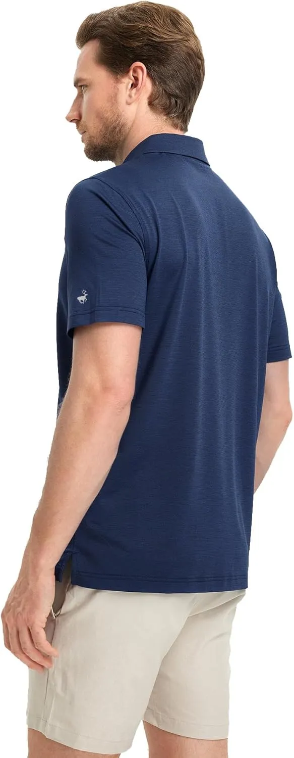 Rouen Mens Golf Shirts Short Sleeve Quick Dry Breathable Active Heather Jacquard Regular Fit Casual Polo Shirts for Men