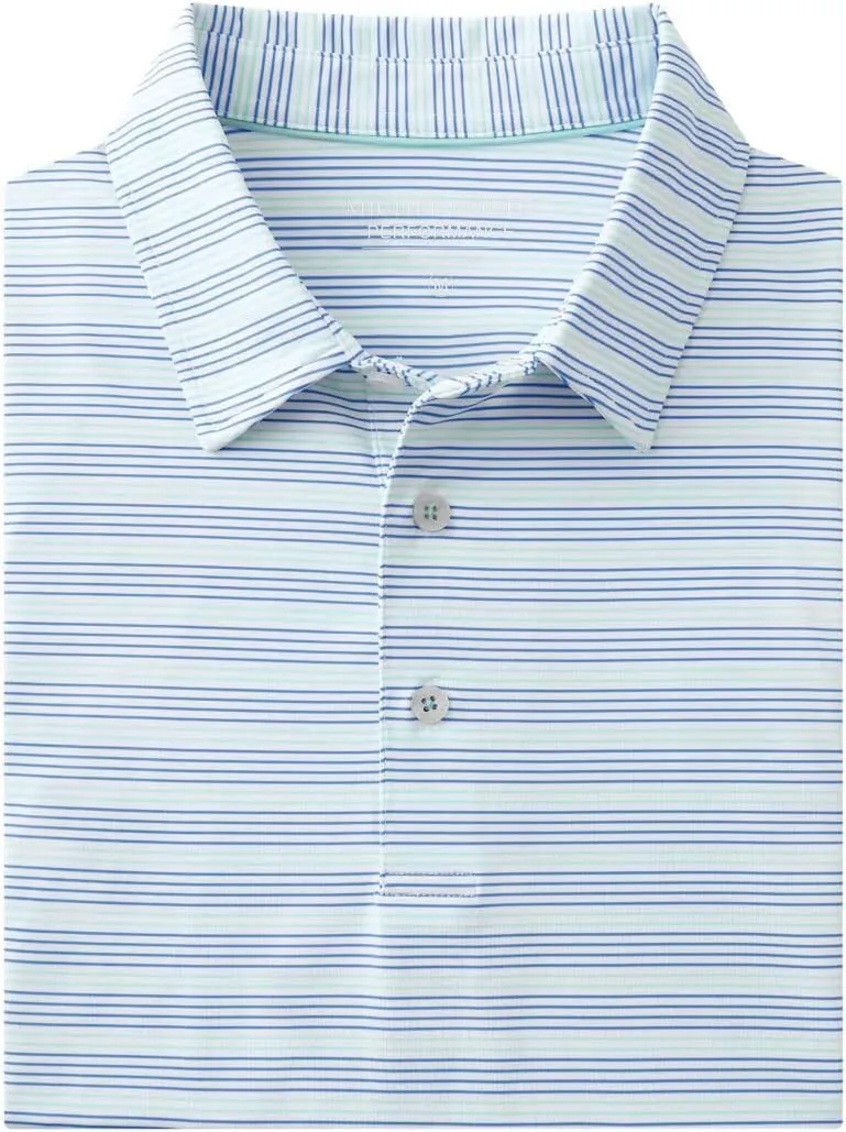 Rouen Men's Polo Shirts Short Sleeve Dry Fit Performance Wicking Moisture Causal Striped Collared Golf Shirts for Men