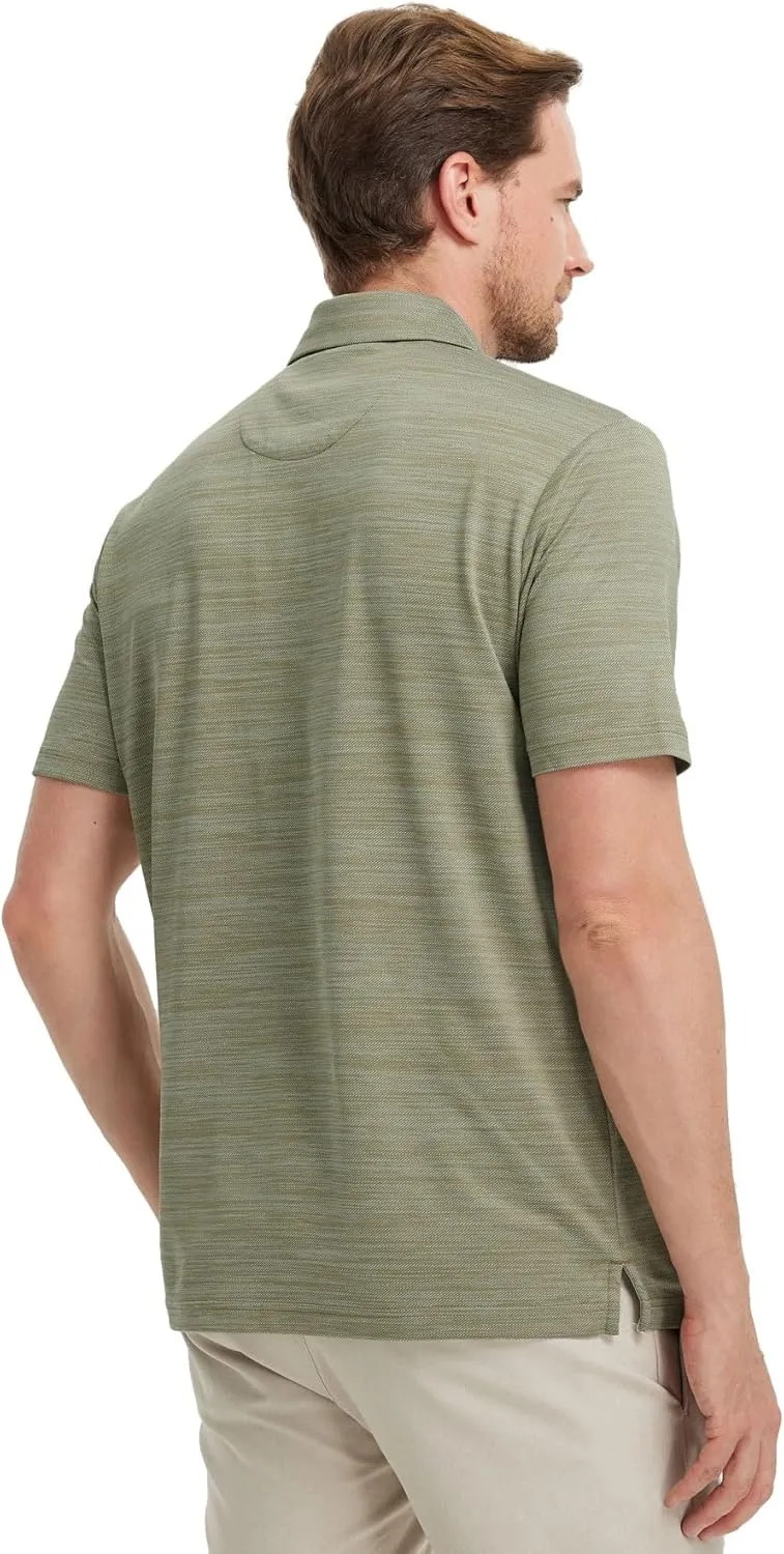 Rouen Polo Shirts for Men Dry Fit Performance Moisture Wicking Casual Jacquard Heather Collared Mens Golf Shirts Short Sleeve