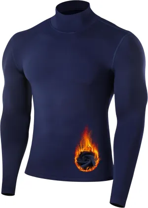 Runhit Men's Thermal Compression Shirts Mock Turtleneck Long Sleeve Undershirt Fleece Lined Athletic Workout Base Layers