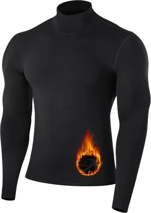 Runhit Men's Thermal Compression Shirts Mock Turtleneck Long Sleeve Undershirt Fleece Lined Athletic Workout Base Layers