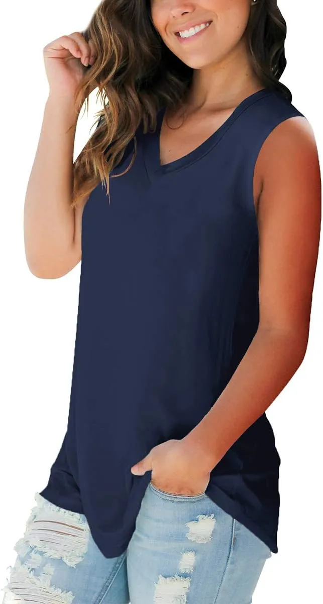 SAMPEEL Tank Tops for Women Cami Deep V Neck Sleeveless Shirts Womens Tees Casual Tee