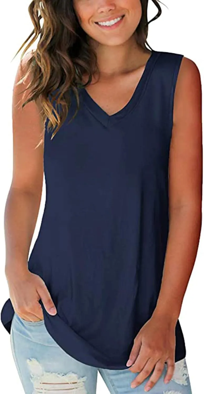SAMPEEL Tank Tops for Women Cami Deep V Neck Sleeveless Shirts Womens Tees Casual Tee