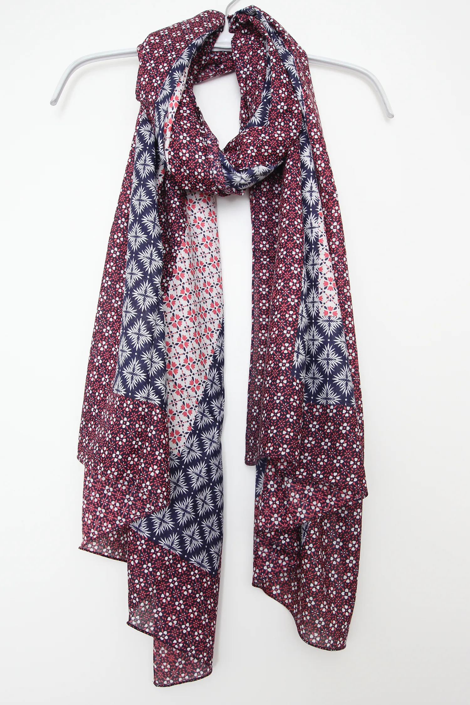 Scarf Geo Navy Pink
