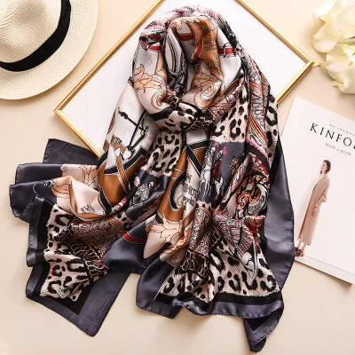 Scarves soft long print silk scarves lady shawl and wrap