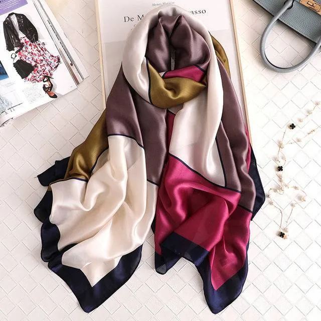 Scarves soft long print silk scarves lady shawl and wrap