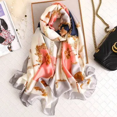 Scarves soft long print silk scarves lady shawl and wrap