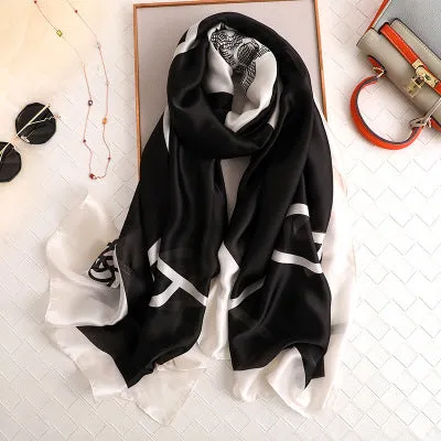 Scarves soft long print silk scarves lady shawl and wrap