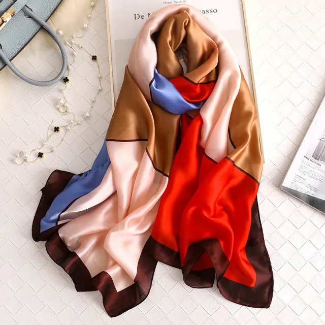 Scarves soft long print silk scarves lady shawl and wrap