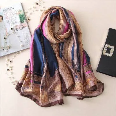 Scarves soft long print silk scarves lady shawl and wrap