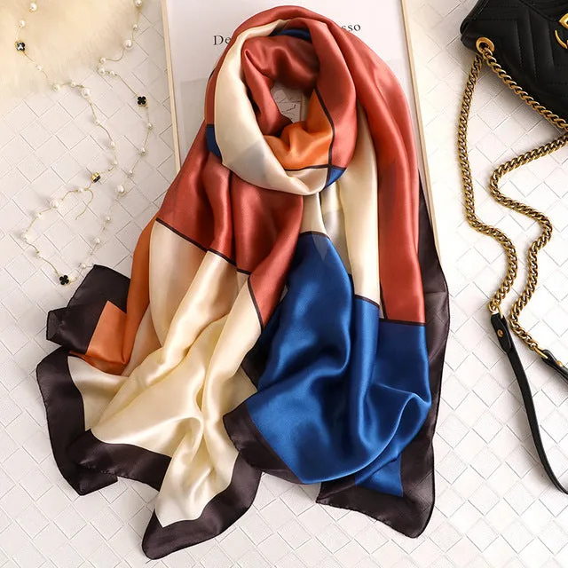 Scarves soft long print silk scarves lady shawl and wrap