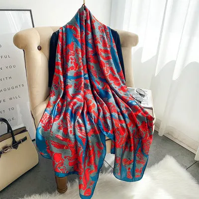 Scarves soft long print silk scarves lady shawl and wrap