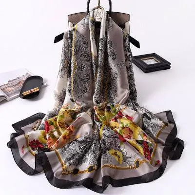Scarves soft long print silk scarves lady shawl and wrap