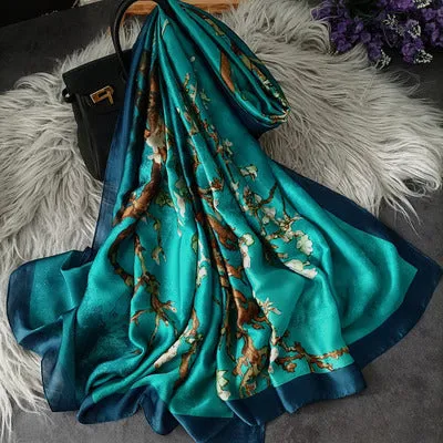 Scarves soft long print silk scarves lady shawl and wrap