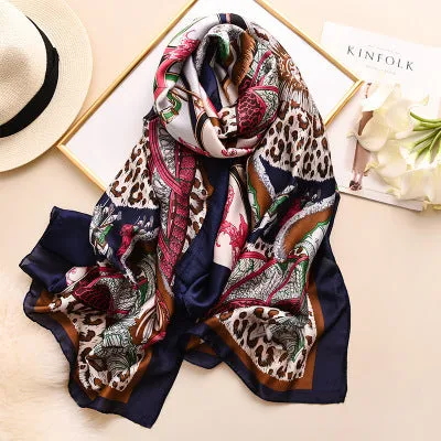 Scarves soft long print silk scarves lady shawl and wrap