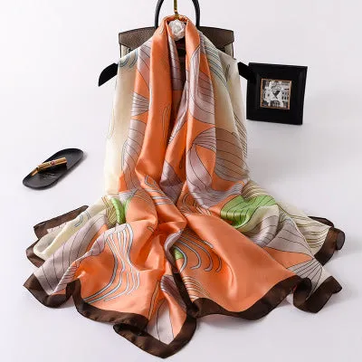 Scarves soft long print silk scarves lady shawl and wrap