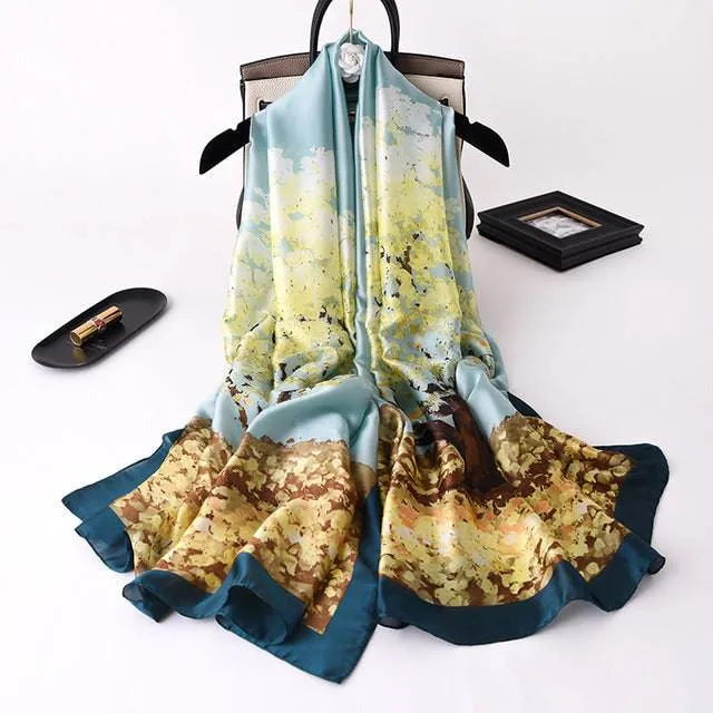 Scarves soft long print silk scarves lady shawl and wrap
