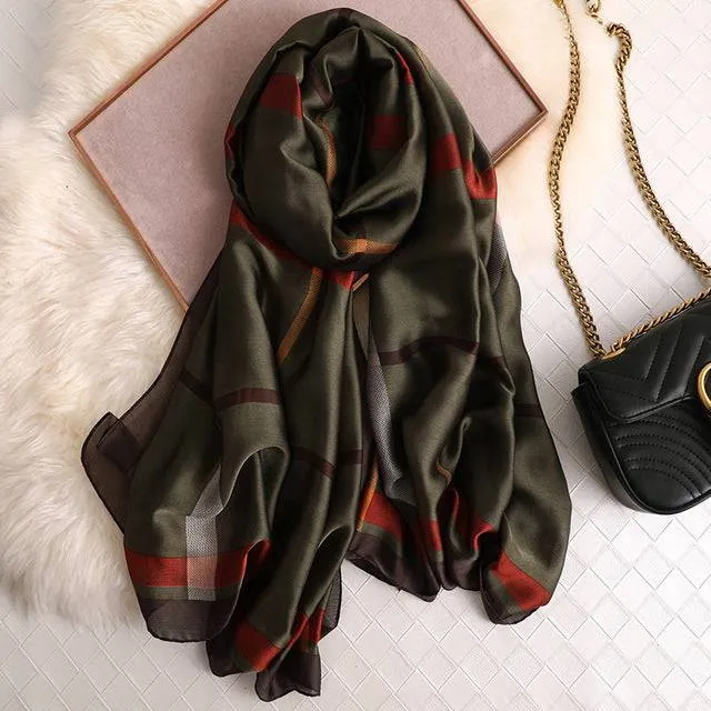 Scarves soft long print silk scarves lady shawl and wrap