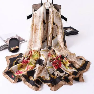 Scarves soft long print silk scarves lady shawl and wrap