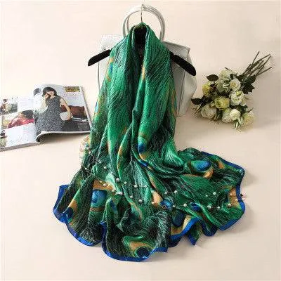 Scarves soft long print silk scarves lady shawl and wrap