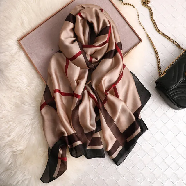 Scarves soft long print silk scarves lady shawl and wrap