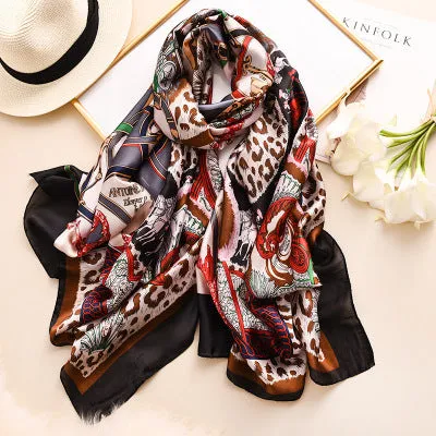 Scarves soft long print silk scarves lady shawl and wrap