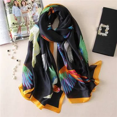 Scarves soft long print silk scarves lady shawl and wrap