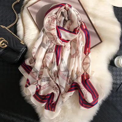 Scarves soft long print silk scarves lady shawl and wrap