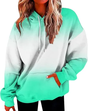 SHAOBGE Hoodies For Women Fall Marble Print Flowy Sweatshirt Long Sleeve Drawstring Blouses And Tops Winter Casual Clothing