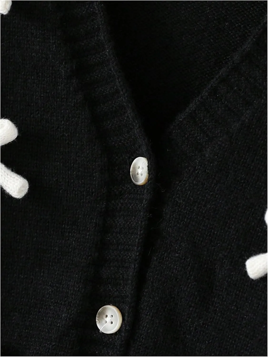 SHENHE Girl's Bow Button Down Knitted Cardigan V Neck Loose Cute Crop Sweater Outwear