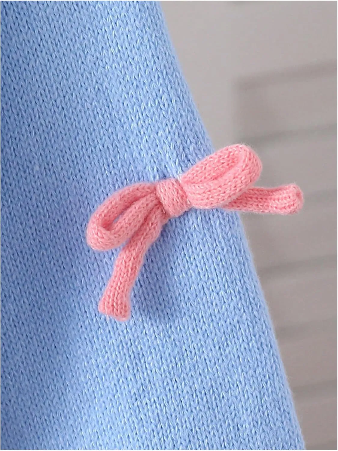 SHENHE Girl's Bow Button Down Knitted Cardigan V Neck Loose Cute Crop Sweater Outwear