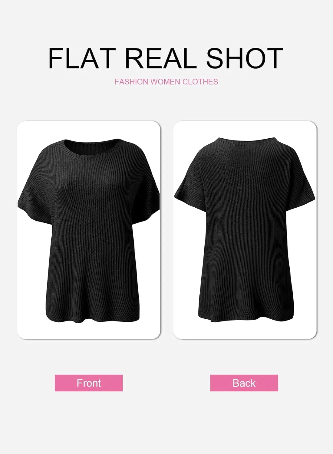 SHEWIN Womens Tops Casual Short Sleeve Sweater Loose Oversized Sweaters Spring Tops for Women 2025