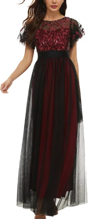 Short Sleeve Bridesmaid Dresses for Women Double Layers Tulle Wedding Formal Dress A Line Chiffon Evening Prom Gown 2023
