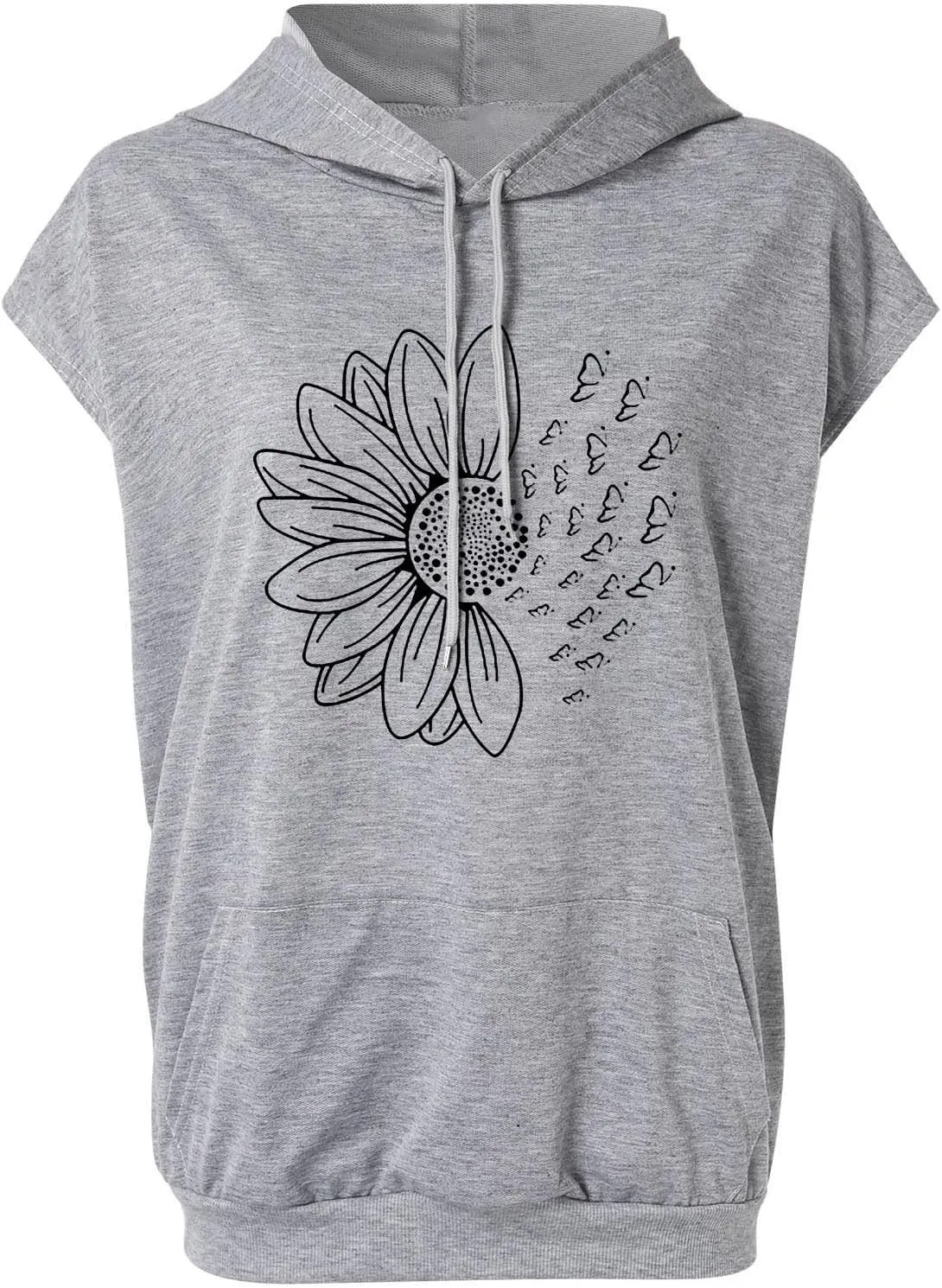 Sleeveless Hoodies for Women Plus Size Heart Print Hooded Sweatshirt Vest Loose Fit Summer Workout Athletic Tank Tops