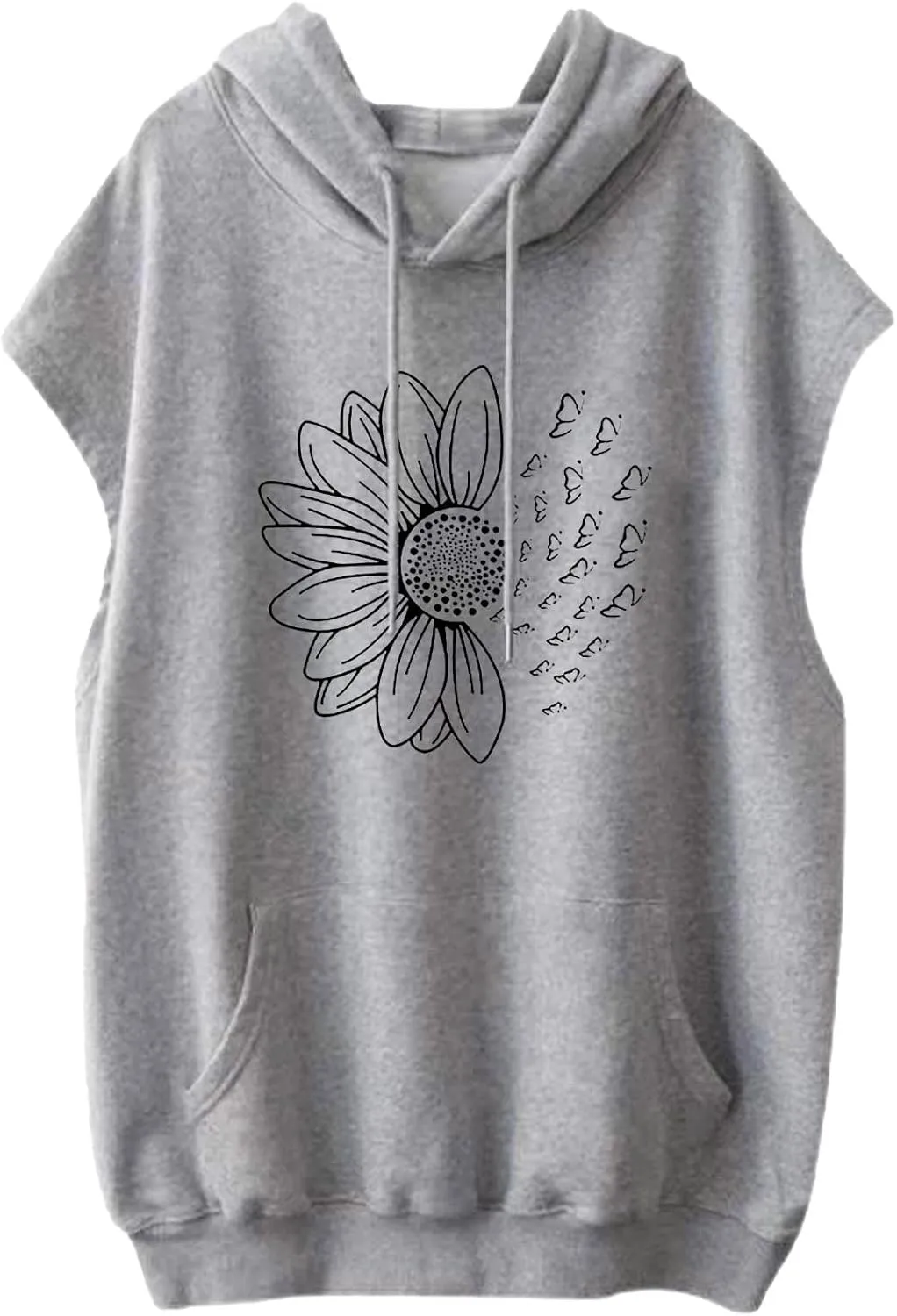 Sleeveless Hoodies for Women Plus Size Heart Print Hooded Sweatshirt Vest Loose Fit Summer Workout Athletic Tank Tops